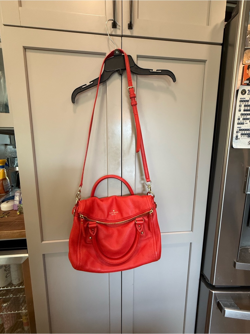 kate spade Red Leather Shoulder Satchel with Removable Strap